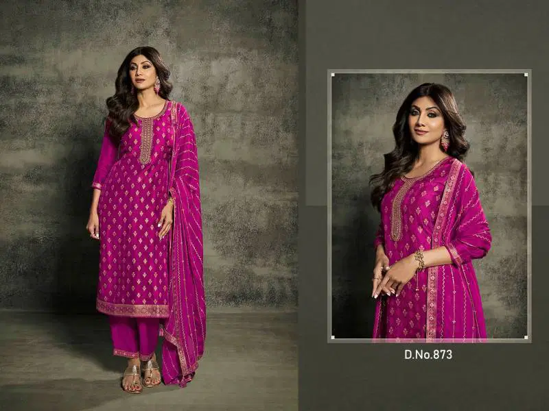 Shilpa Shetty 871 To 8765 Jacquard Viscose Embroidery Salwar Kameez